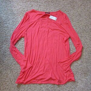 NWT Lane Bryant 14/16 Coral Ribbed Knit Peep A Boo Neck Triangle Top Shirt